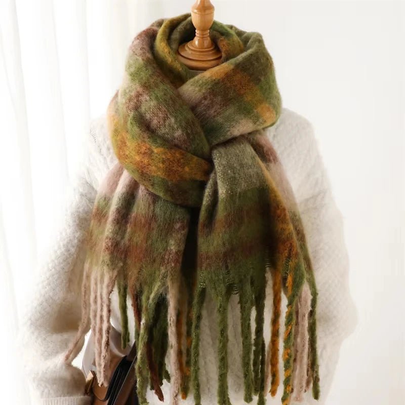 Fuzzy Color Block Tassel Scarf — Y2K Indie Winter Style - BaeSprout.com