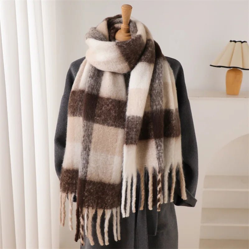 Fuzzy Color Block Tassel Scarf — Y2K Indie Winter Style - BaeSprout.com
