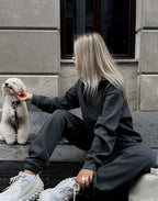 Crop Half - Zip Sweatsuit Set Two Piece Oversized — Clean Girl Loungewear - BaeSprout.com