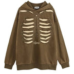 Skeleton Cutout Oversized Hoodie — Y2K Punk Grunge - BaeSprout.com