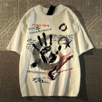 Grunge Collage Graphic Oversized T-Shirt — Y2K Rock Streetwear - BaeSprout.com