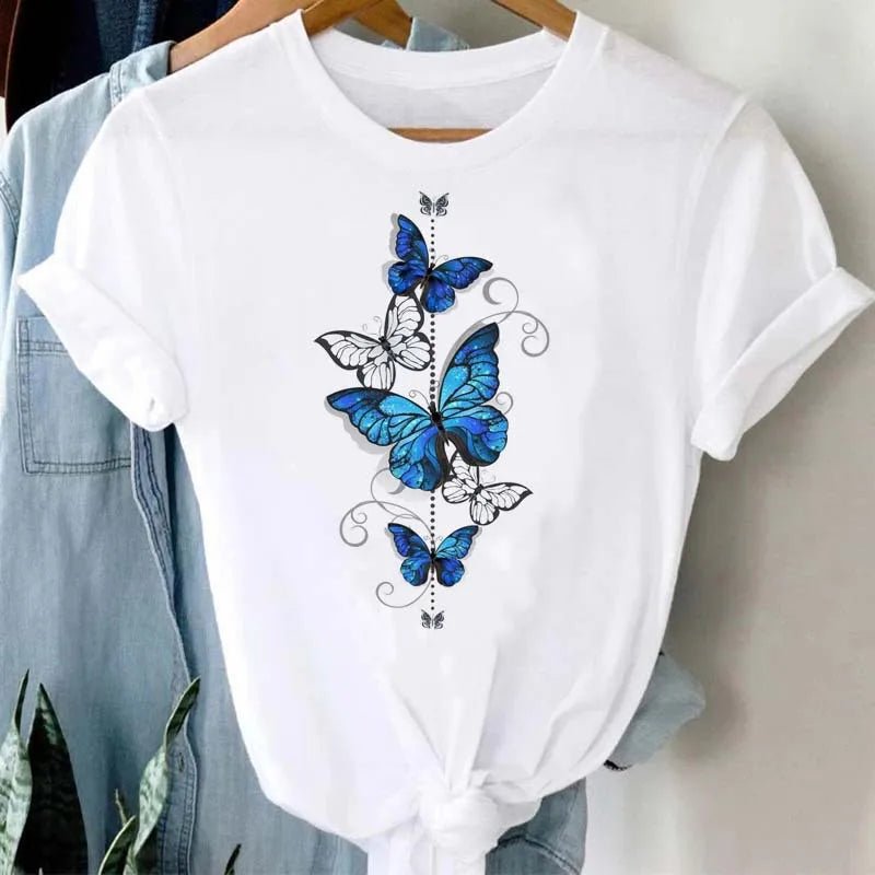 Summer Cartoon Butterfly Print Top - BaeSprout.com