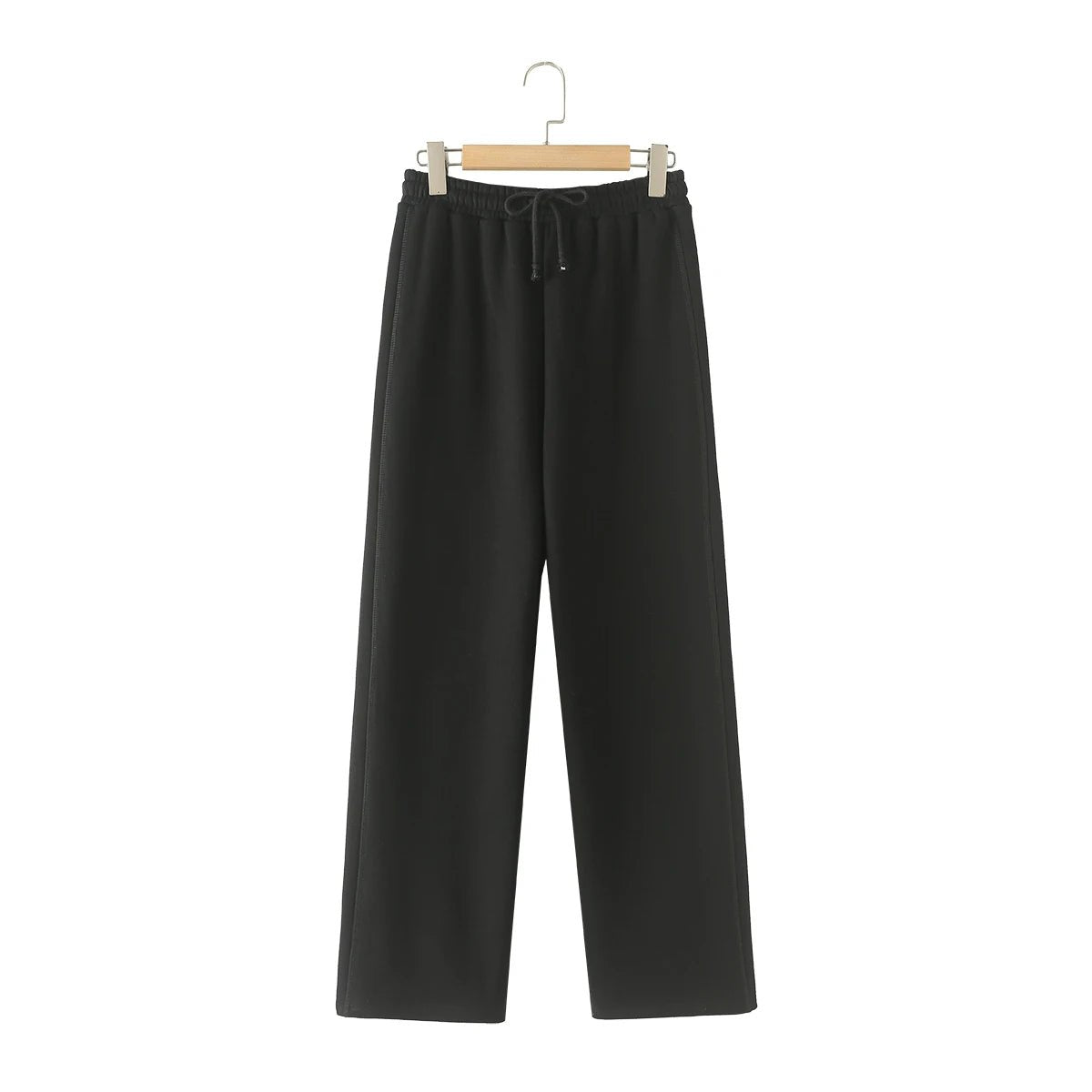 V - Neck Hoodie Wide Leg Pants Set Two Piece Fleece — Quiet Luxury Casual - BaeSprout.com