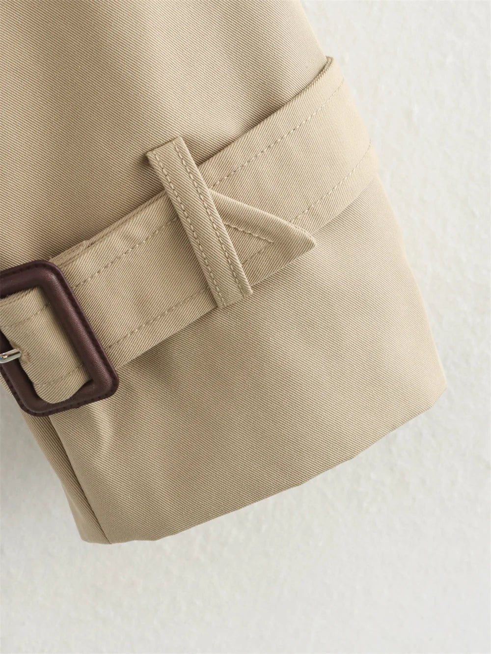 Cropped Trench Coat Double Breasted Lapel — Quiet Luxury Old Money Style - BaeSprout.com