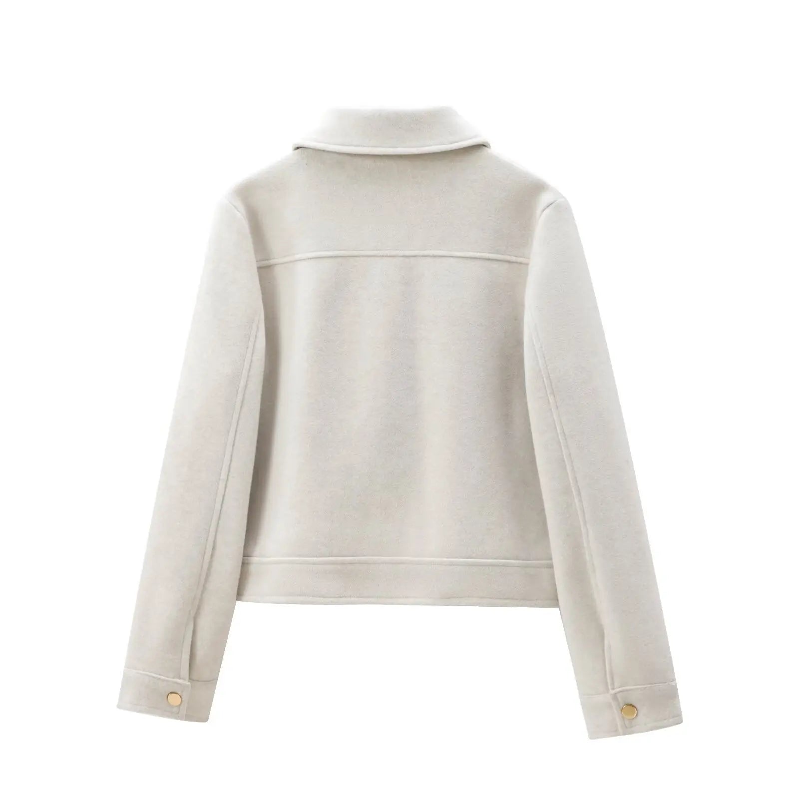 Cropped Zip - Up Jacket Collared Patch Pocket — Quiet Luxury Old Money - BaeSprout.com