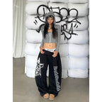 Gothic Letter Print Baggy Sweatpants - Y2K Harajuku - BaeSprout.com