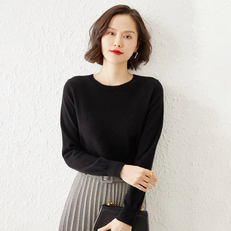 Crew Neck Cashmere - Blend Pullover Sweater - Quiet Luxury - BaeSprout.com