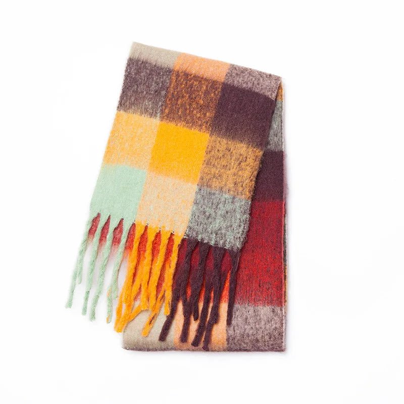 Fuzzy Color Block Tassel Scarf — Y2K Indie Winter Style - BaeSprout.com