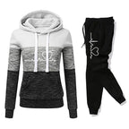 Color Block Hoodie Jogger Set Two Piece Heartbeat — Y2K Sporty Streetwear - BaeSprout.com