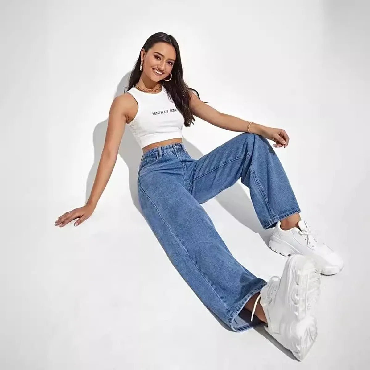 Light Wash High Waist Baggy Straight Jeans — Y2K Retro Street - BaeSprout.com