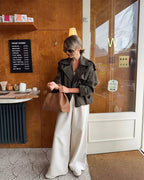 Cropped Trench Coat Double Breasted Lapel — Quiet Luxury Old Money Style - BaeSprout.com