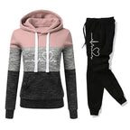 Color Block Hoodie Jogger Set Two Piece Heartbeat — Y2K Sporty Streetwear - BaeSprout.com