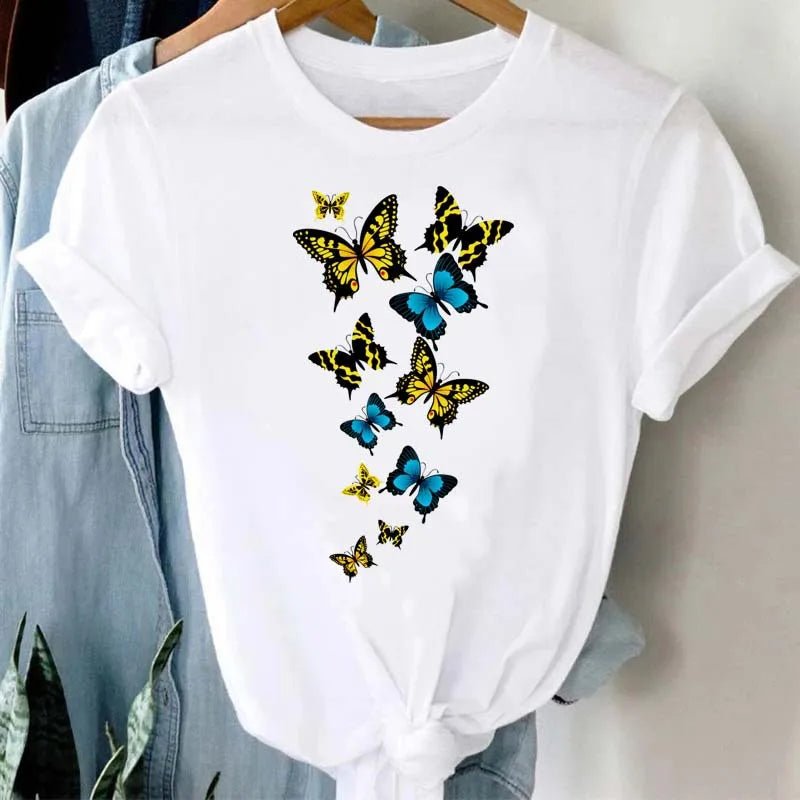 Summer Cartoon Butterfly Print Top - BaeSprout.com