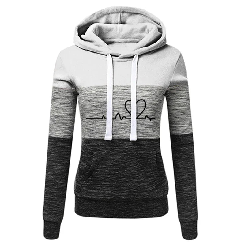 Color Block Hoodie Jogger Set Two Piece Heartbeat — Y2K Sporty Streetwear - BaeSprout.com