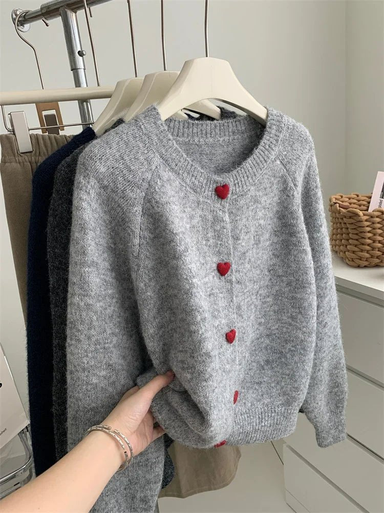 Deep Grey Wool Knitted Cardigan - BaeSprout.com