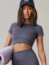 Seamless Ribbed Crop Top Short Sleeve — Athleisure Active - BaeSprout.com