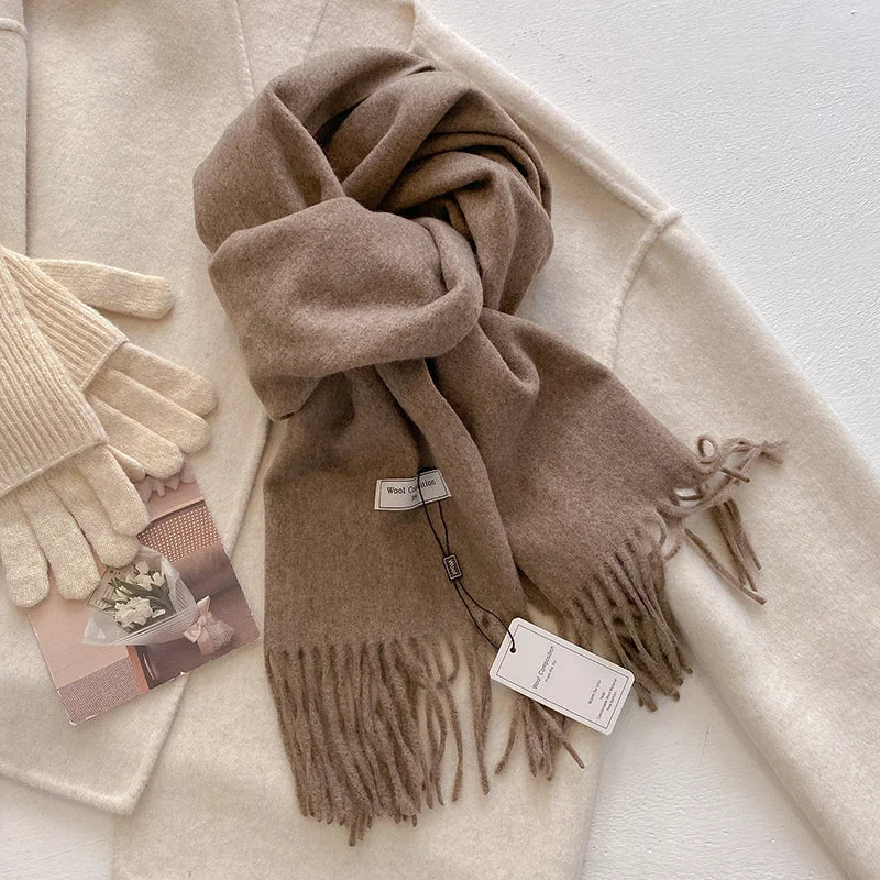 Cashmere Feel Tassel Scarf Oversized Wrap — Quiet Luxury Winter Essential - BaeSprout.com