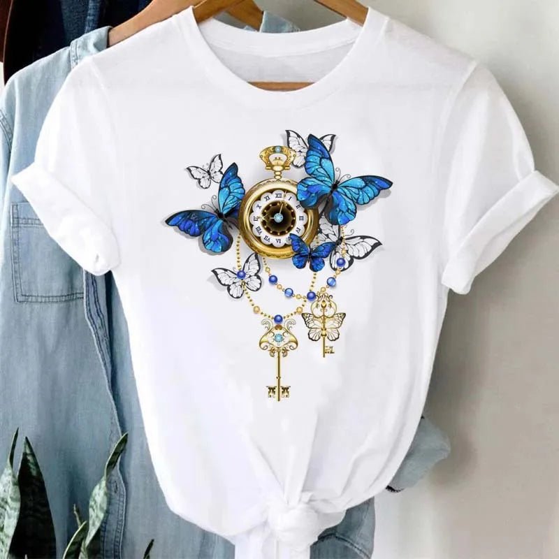 Summer Cartoon Butterfly Print Top - BaeSprout.com