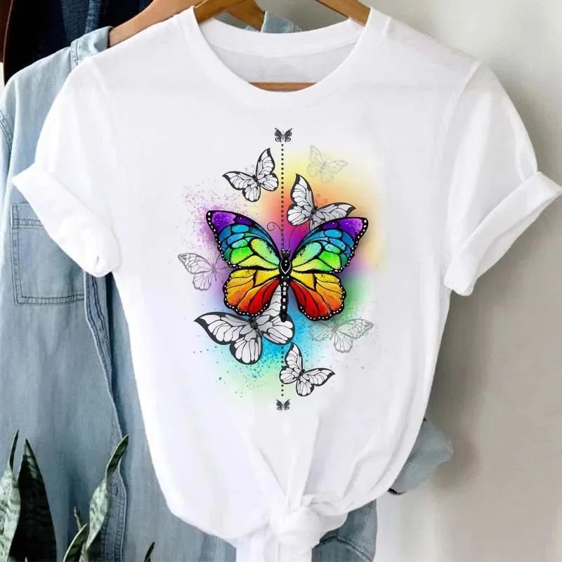 Summer Cartoon Butterfly Print Top - BaeSprout.com