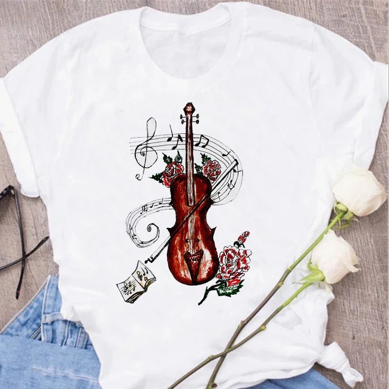 Music Heartbeat Graphic Tee Short Sleeve — Indie Alt & Harajuku Style - BaeSprout.com