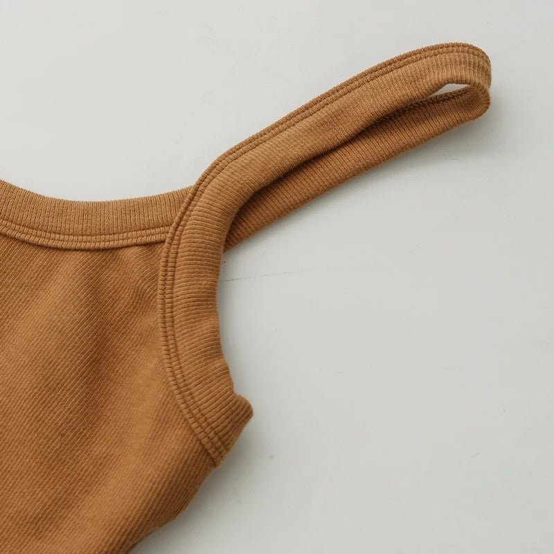 Ribbed Scoop Neck Cami Bra Top with Thick Straps — Y2K Minimal - BaeSprout.com