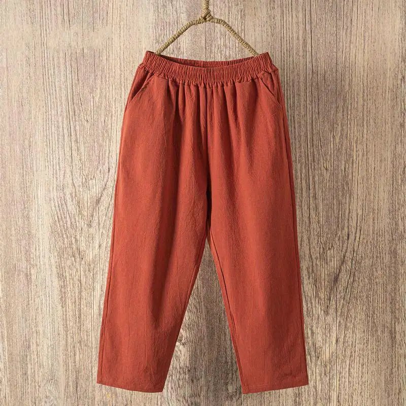 Cotton Linen Harem Pants with Elastic Waist — Boho Casual Summer - BaeSprout.com