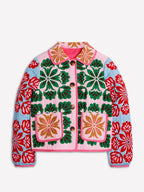 Vintage Floral Quilted Jacket Lapel Button - Up — Cottagecore Y2K Outerwear - BaeSprout.com