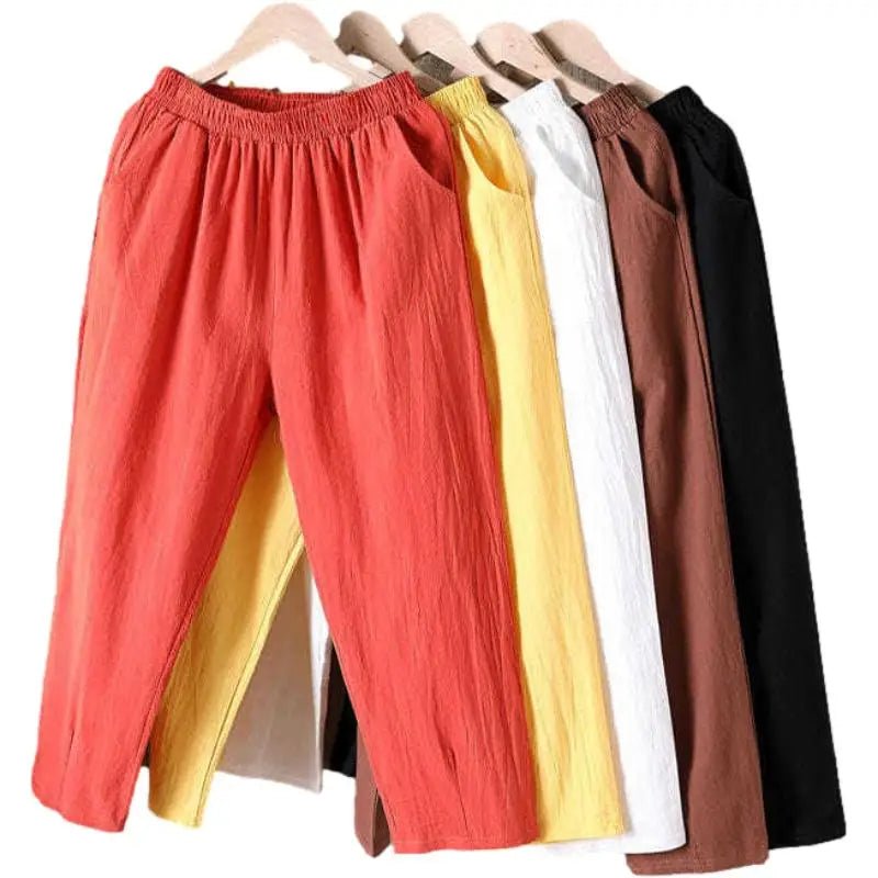 Cotton Linen Harem Pants with Elastic Waist — Boho Casual Summer - BaeSprout.com