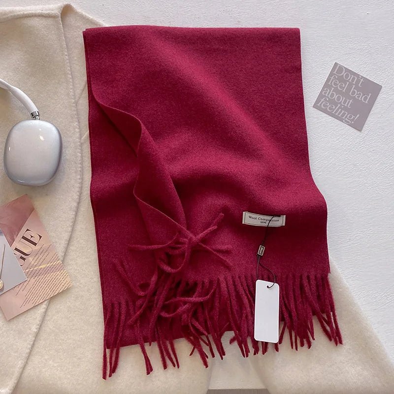 Cashmere Feel Tassel Scarf Oversized Wrap — Quiet Luxury Winter Essential - BaeSprout.com