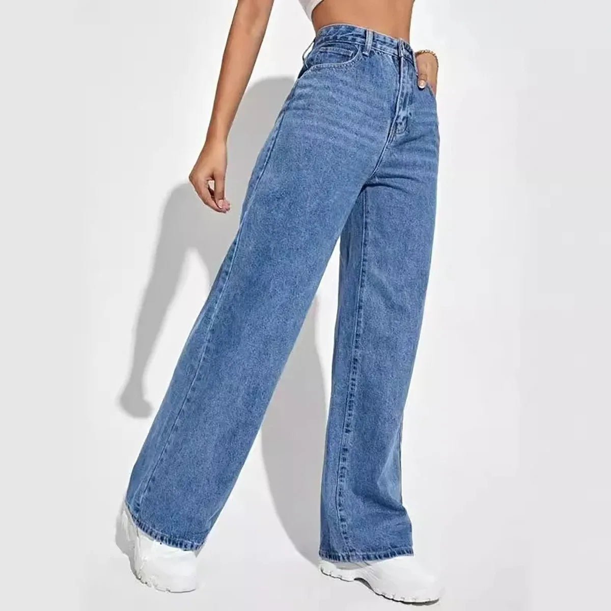 Light Wash High Waist Baggy Straight Jeans — Y2K Retro Street - BaeSprout.com