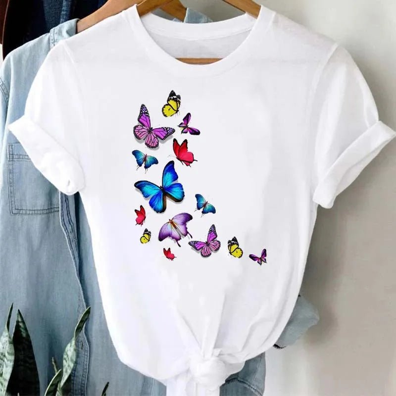 Summer Cartoon Butterfly Print Top - BaeSprout.com