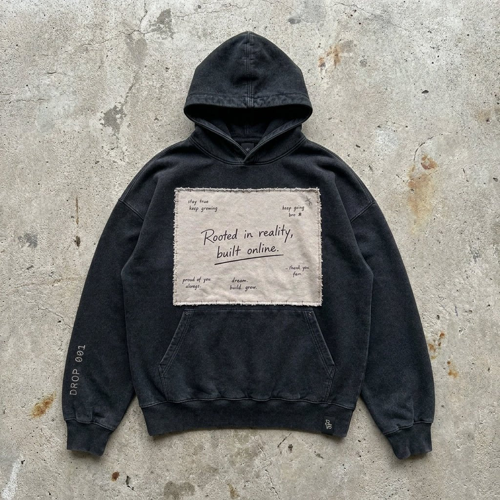 Message Board - Premium Washed Black Hoodie - BaeSprout.com