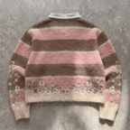 Bloomed Grace - Premium Pink Stripe Collared Sweater - BaeSprout.com