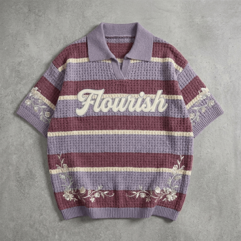 Soft Bloom - Premium Lavender Stripe Knit Polo - BaeSprout.com
