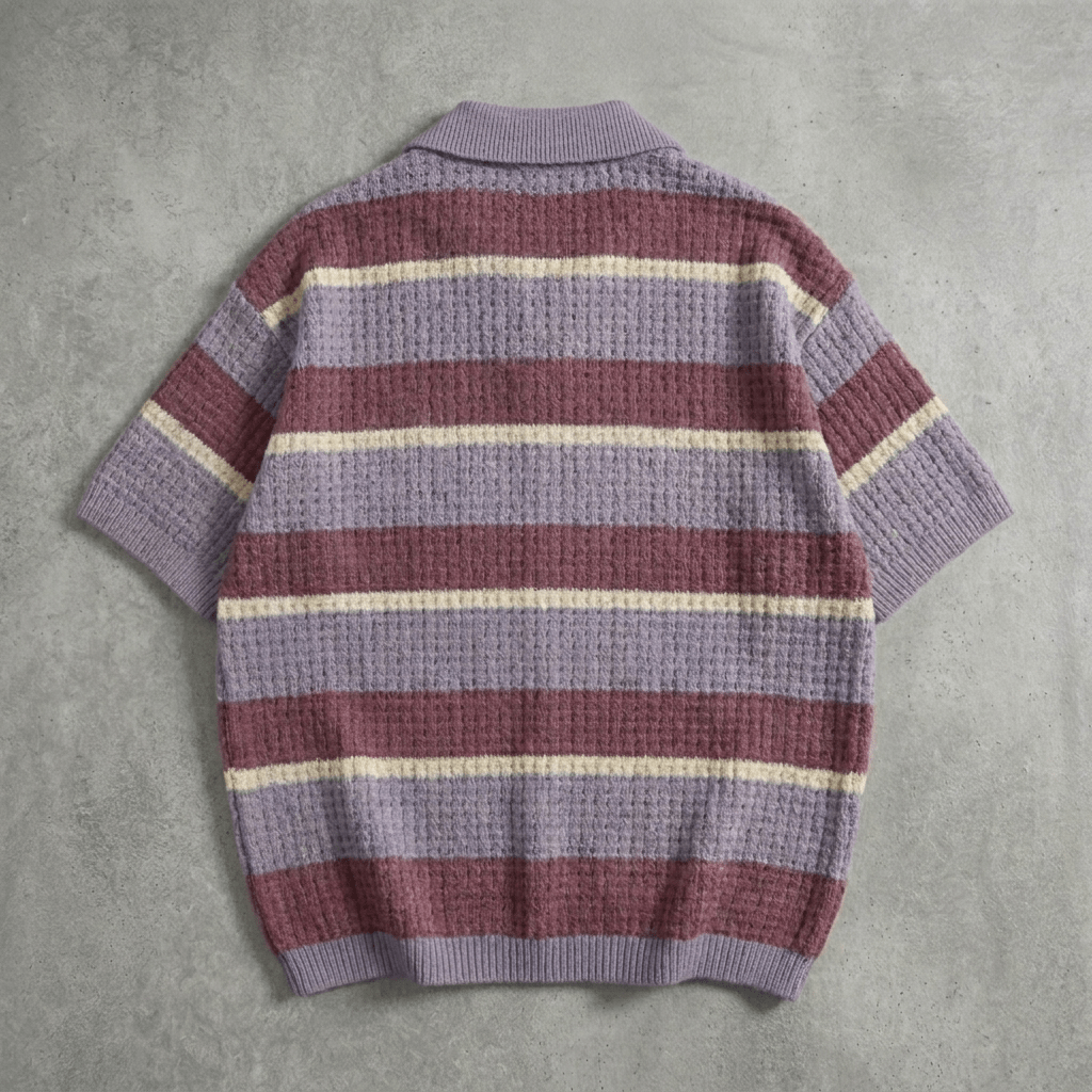 Soft Bloom - Premium Lavender Stripe Knit Polo - BaeSprout.com
