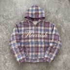 Plaid Bloom - Premium Lavender Zip Hoodie - BaeSprout.com