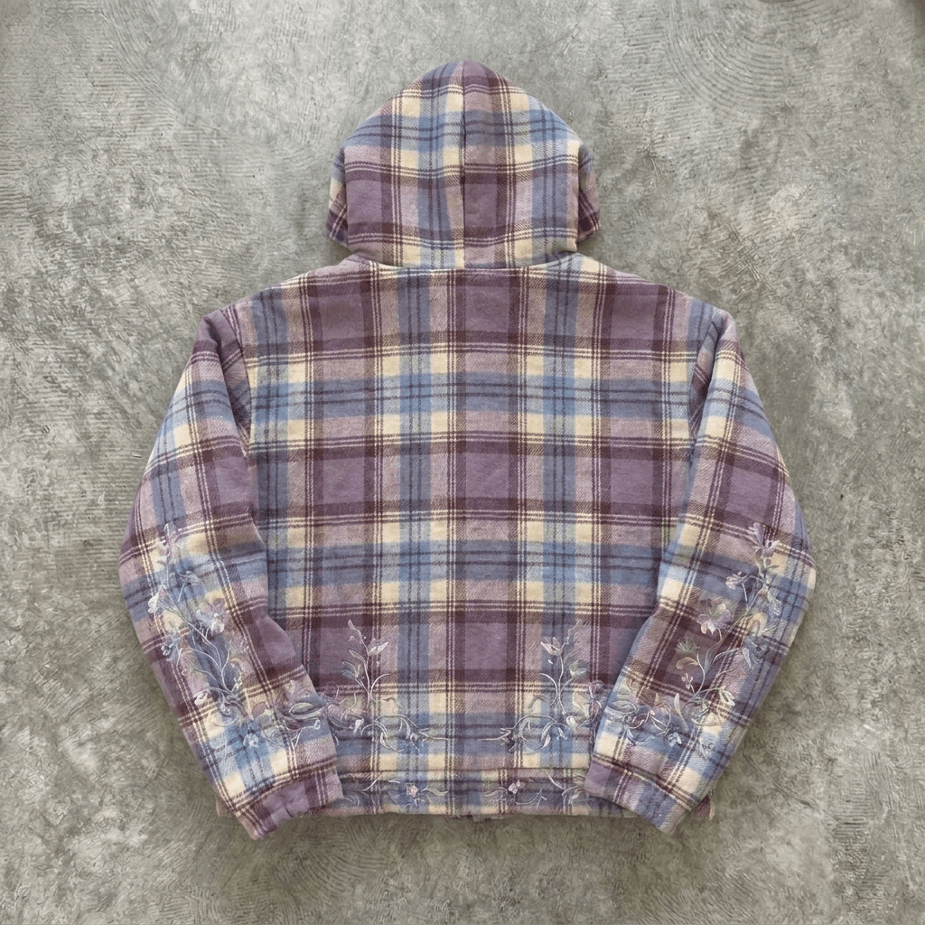 Plaid Bloom - Premium Lavender Zip Hoodie - BaeSprout.com